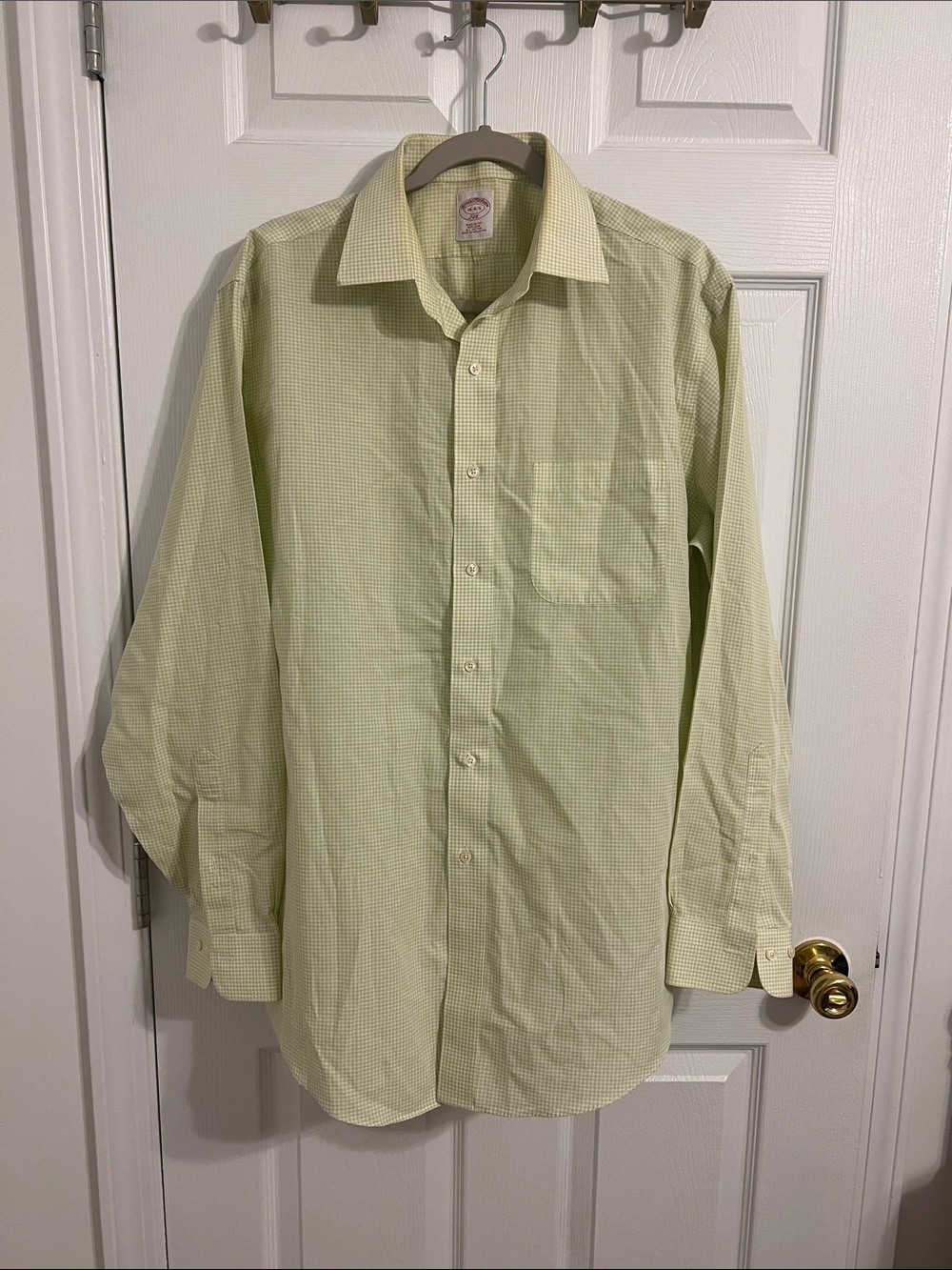 Brooks Brothers Light Green Checked Dress Shirt